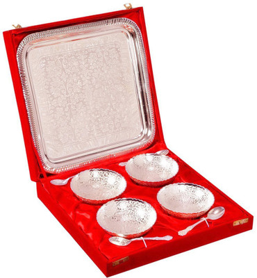 

Indian Craft Villa Bowl Spoon Tray Serving Set(Pack of 9)