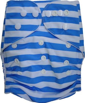 

Tiny Tots Microfiber Pocket Diaper with Insert - Blue Stripes - S