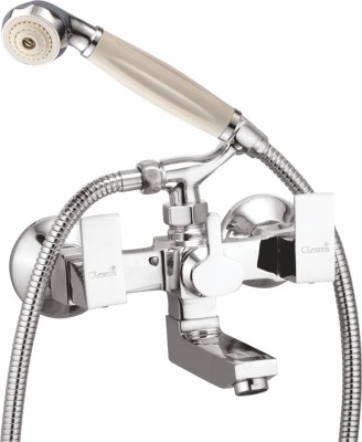 

Oleanna SE-19 Square Telephonic Wall Mixer with Crutch and Hand Shower Set Included (Disc Fitting | Quarter Turn | Form Flow) Mixer Faucet(Wall Mount Installation Type)