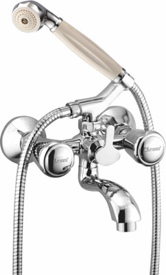 

Oleanna RL-19 Royal Telephonic Wall Mixer with Crutch and Hand Shower Set Included (Disc Fitting | Quarter Turn | Form Flow) Mixer Faucet(Wall Mount Installation Type)