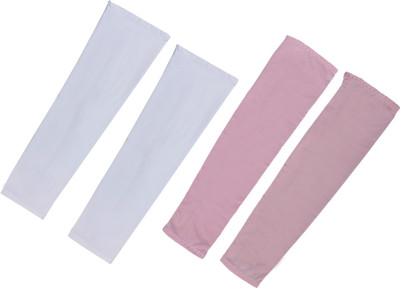 

Sportshour UV Protection arm sleeve (pack of 2 pair) Fitness Band(Multicolor), Pink;white