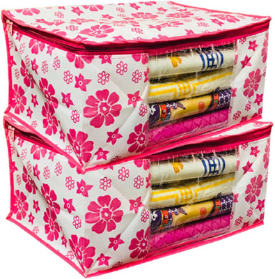 

Kuber Industries Designer Extra Large Size Non Woven Saree Cover Pink Floral Design Set of 2 Pcs (90 GSM Fabric) PinkXLNS01(Pink)
