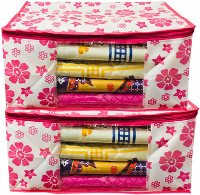 

Kuber Industries Designer Extra Large Size Non Woven Saree Cover Pink Floral Design Set of 2 Pcs (90 GSM Fabric) PinkXLNS06(Pink)