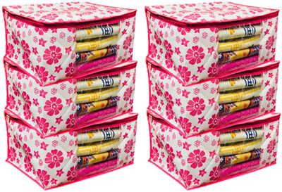 

Kuber Industries Desinger Extra Large Size Non Woven Saree Cover Pink Floral Design Set of 6 Pcs (90 GSM Fabric) PinkXLNS03(Pink)