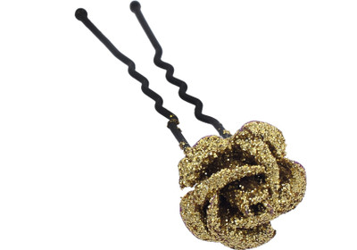 

DzineTrendz Acrylic Golden glitter Rose design Juda hair pin Women Girls Fashion Hair Clip(Gold, Black)