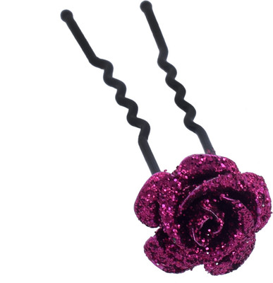 

DzineTrendz Acrylic Rose red glitter Rose design Juda hair pin Women Girls Fashion Hair Clip(Pink, Black)