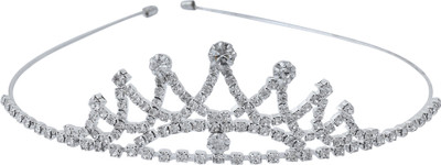 

DzineTrendz Silver plated, White Austrian Diamond Girls Tiara head band stylish Girls Women Head Band(Silver)