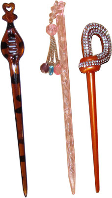 

Majik Golden Combo of Multi Color Juda Sticks Bun Stick(Multicolor)