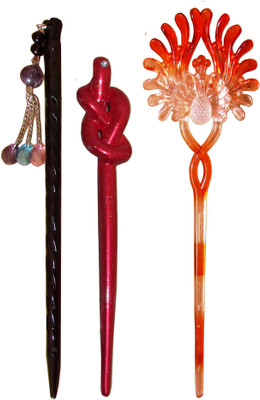 

Majik One Piece Combo of Multi Color Juda Sticks Bun Stick(Multicolor)