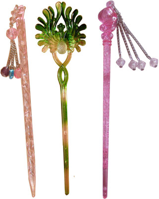 

Majik Golden Combo of Multi Color Juda Sticks Bun Stick(Multicolor)