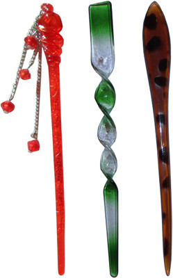 

Majik Golden Combo of Multi Color Juda Sticks Bun Stick(Multicolor)