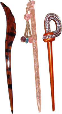 

Majik Golden Combo of Multi Color Juda Sticks Bun Stick(Multicolor)