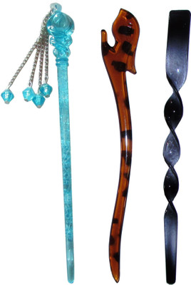 

Majik Golden Combo of Multi Color Juda Sticks Bun Stick(Multicolor)