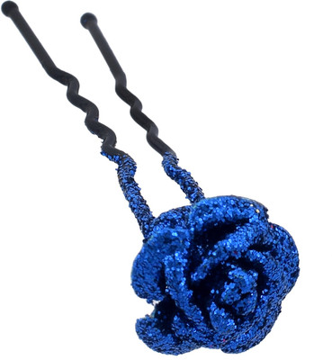 

DzineTrendz Acrylic Royal Blue glitter Rose design Juda hair pin Women Girls Fashion Hair Clip(Blue, Black)