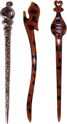 

Majik Golden Combo of Multi Color Juda Sticks Bun Stick(Multicolor)