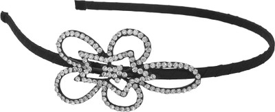 

Memoir White Austrian Diamond Studded, balck colour Stylish Head band Girls Women Head Band(Black)