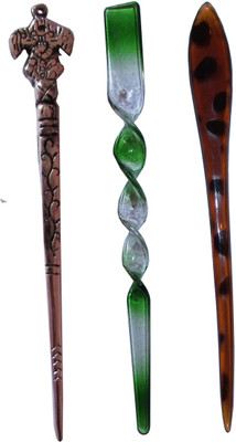 

Majik Golden Combo of Multi Color Juda Sticks Bun Stick(Multicolor)