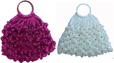 

Rosy Hand-held Bag(White, Purple), Purple;white