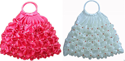 

Rosy Hand-held Bag(White, Pink), Pink;white