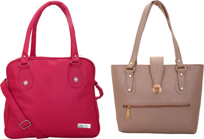 

Lady bar Shoulder Bag(Pink, Beige), Beige;pink