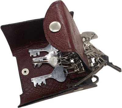 

Essart Genuine Leather (10.50cm x 7cm x 3.00cm) multiple Key Holder, carry 12 keys at once - Tan Key Chain