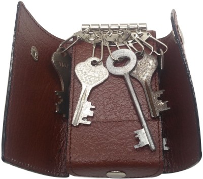 

Essart Genuine Leather (10.50cm x 10cm x 3cm) multiple Key Holder, carry 12 keys at once - Tan Key Chain