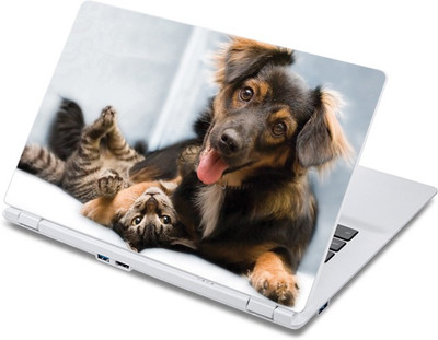 

ezyPRNT Dog on the Cat Pet Animal (13 to 13.9 inch) Vinyl Laptop Decal 13
