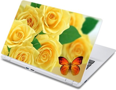 

ezyPRNT Orange Butterfly on Yellow Roses Nature (13 to 13.9 inch) Vinyl Laptop Decal 13