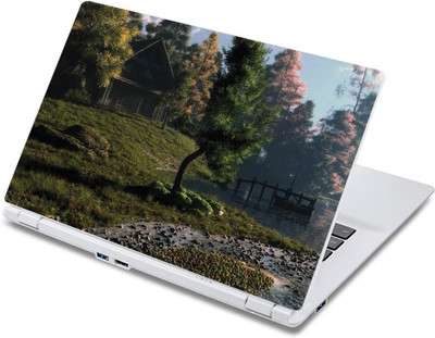 ezyPRNT A Hut between long trees Nature (13 to 13.9 inch) Vinyl Laptop Decal 13