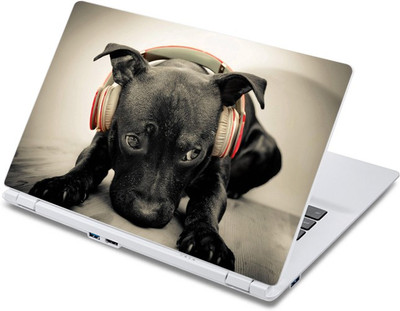

ezyPRNT Dog loves the music Pet Animal (13 to 13.9 inch) Vinyl Laptop Decal 13