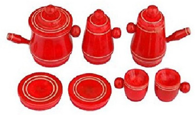 

Kalaplanet Kalaaplanet Eco-friendly Red Wooden Toy Tea Set(Multicolor)