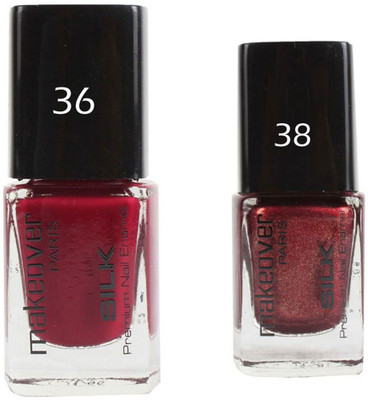 

Makeover Professional Nail Paint Combo Dark-Magneta-36 , Sparking-Wine-Red-38 (9 ml, Pack of 2) Multi(Pack of 2)