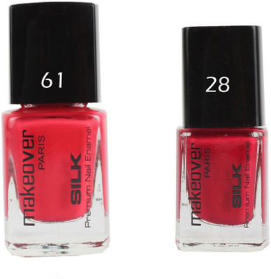 Makeover Professional Nail Paint Combo Pouch-Pink-61 , Rosewood-Pink-28(9 ml, Pack of 2) Multi(Pack of 2)