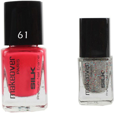 

Makeover Professional Nail Paint Combo Pouch-Pink-61 , Sparking-Silver-33 (9 ml, Pack of 2) Multi(Pack of 2)