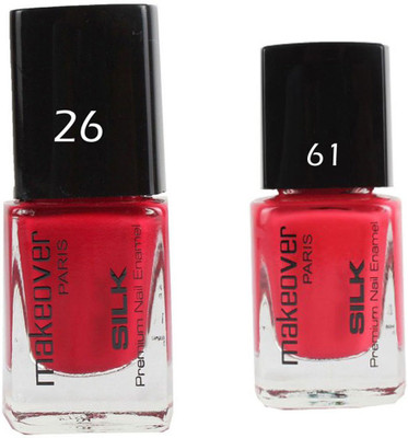 

Makeover Professional Nail Paint Combo Cherry-Red-26 , Pouch-Pink-61 (9 ml, Pack of 2) Multi(Pack of 2)