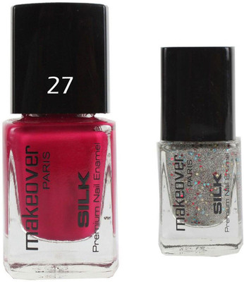 

Makeover Professional Nail Paint Love Affair-27 , Nail Paint Sparking Silver-33 Multi(Pack of 2)