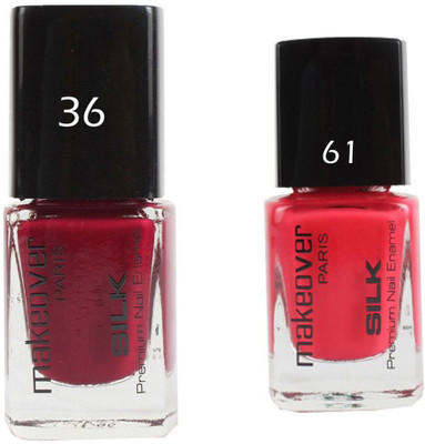 

Makeover Professional Nail Paint Combo Dark-Magneta-36 , Pouch-Pink-61 (9 ml, Pack of 2) Multi(Pack of 2)