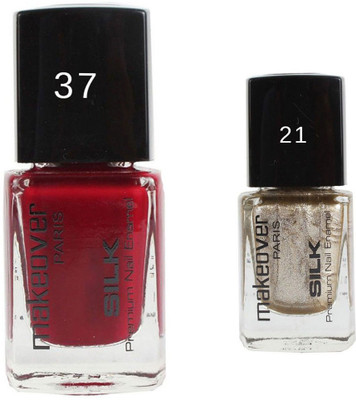 

Makeover Professional Nail Paint Combo Magneta-Marvel-37 , Hot-Silk-Golden-21 (9 ml, Pack of 2) Multi(Pack of 2)