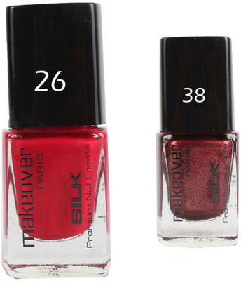 

Makeover Professional Nail Paint Combo Cherry-Red-26 , Sparking-Wine-Red-38 (9 ml, Pack of 2) Multi(Pack of 2)