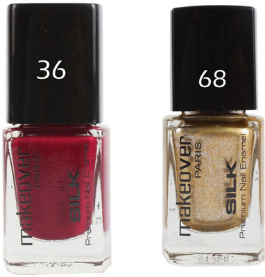 

Makeover Professional Nail Paint Combo Dark-Magneta-36 , Sparking-Golden-68 (9 ml, Pack of 2) Multi(Pack of 2)