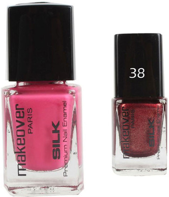 

Makeover Professional Nail Paint Natural Pink-24 , Nail Paint Sparking Wine Red-38 Multi(Pack of 2)