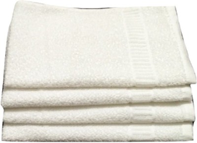 Cotton colors Terry Cotton 350 GSM Hand, Face Towel Set(Pack of 4, White)