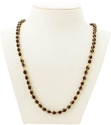 J S Imitation Jewellery Short link Gold Plated Rudraksha Mala Metal Chain