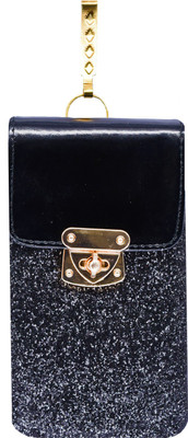 

Bagaholics Ethnic Leather Saree Clutch Mobile Pouch Waist Clip Zari work Pouch Ladies Purse Gift For Women Pouch(Black)