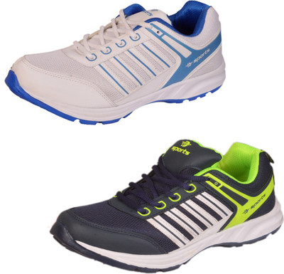 

D SPORT KBX03WHITERBLUE(499)+NBLUEPGREEN(499) SPORT SHOES Running Shoes For Men(Blue, Green, Multicolour