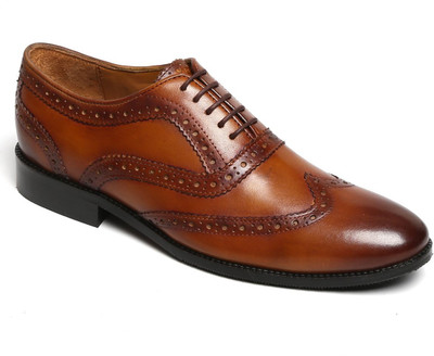 

BRUNE Men tan color genuine leather formal shoe Lace Up For Men(Tan