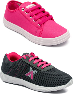 

Asian women's casual shoes combo pack of 2 Casuals For Women(Pink, Multicolor