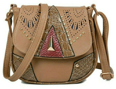 

REPRCLA Women Casual Brown PU Sling Bag