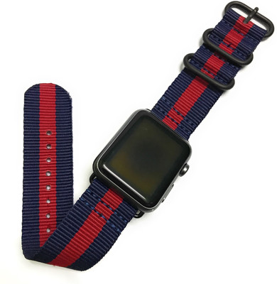 

Comfituck Premium Nato/Zulu 3-ring for 42mm Apple watch (Sport edition Navy Blue-Red-Navy Blue with Black buckle and black adapters) Band Strap - Apple Watch or iWatch 42mm Series 1 2 3 Smart Watch Strap(Blue, Red, Blue), Navy blue red navy blue stripes r