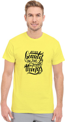 Redfool Fashions Graphic Print Men Round Neck Yellow T-Shirt